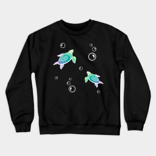 Cute Rainbow Pastel Turtle With Bubbles Crewneck Sweatshirt